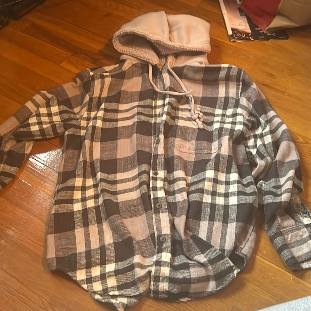 Hooded button up flannel